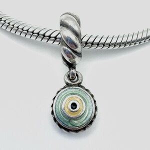 Pandora Watchful Eye Enamel & Sterling Silver Dangle Charm Evil Eye